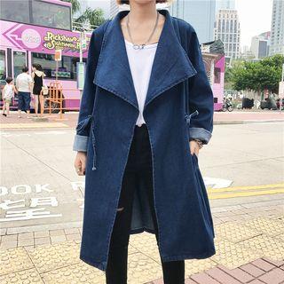 Open-front Denim Long Jacket