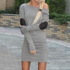 Long-sleeve Elbow-patch Dress