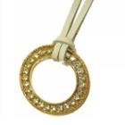 Shiny Gold Circle Leather Necklace