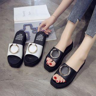 Platform Hoop Detail Slide Sandals