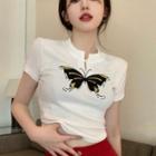 Butterfly Cropped T-shirt