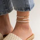 Set Of 5: Faux Pearl Alloy Anklet