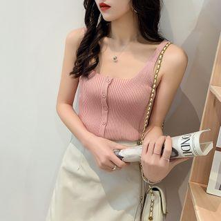 Button-up Ribbed Knit Tank Top