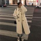Double Breasted Woolen Long Coat Off-white - One Size