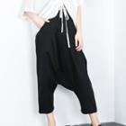 Cropped Baggy Pants Black - One Size