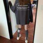 Printed Letter Long-sleeve T-shirt Gray - One Size