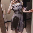 Sleeveless Metallic Ruffled A-line Mini Dress