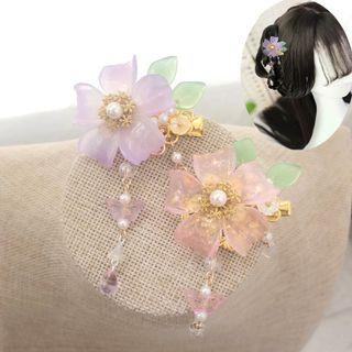 Retro Flower Faux Pearl Hair Clip