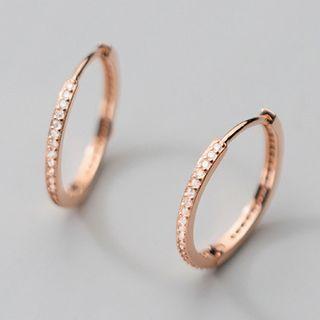 Sterling Silver Rhinestone Hoop Earring