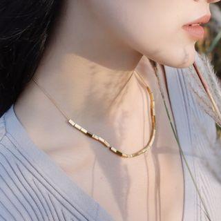 Block Alloy Necklace Gold - One Size