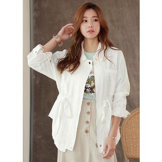 Dolman-sleeve Drawstring-waist Safari Jacket