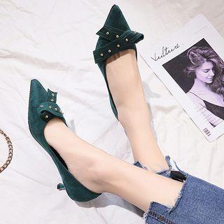 Studded Kitten-heel Pointy-toe Pumps