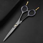 Set: Stainless Steel Haircut Scissors + Hair Comb With Case & Comb - Black - One Size