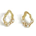 Faux Pearl Irregular Stud Earring 1 Pair - Gold - One Size