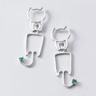 925 Sterling Silver Cat Drop Earring 1 Pair - S925 Silver - One Size