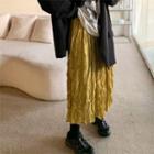 Ruched Midi Skirt Mustard Yellow - One Size