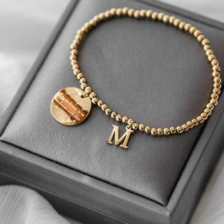 Stainless Steel Disc Letter M Bracelet