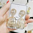 Caged Faux Pearl Dangle Earring 1 Pair - Gold - One Size