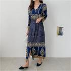 Button-front Patterned Dress