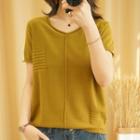 Short-sleeve Stitched Knit Top