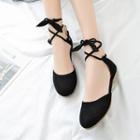 Faux Suede Round Toe Dorsay Flats