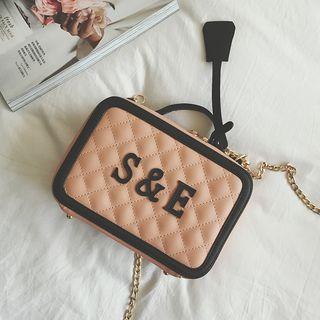 Letter Quilted Shoulder Bag
