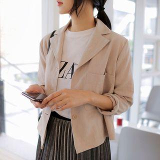 Pocket-front Single-breasted Linen Jacket