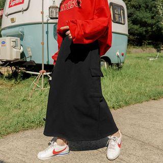Plus Size Band-waist Long Cargo Skirt