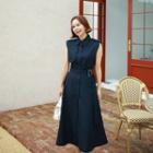 Sleeveless Long Trench Coatdress