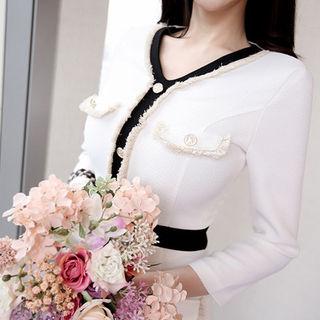 3/4-sleeve Tweed Sheath Dress