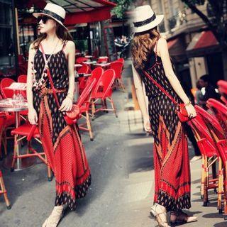 Print Spaghetti Strap Maxi Sundress