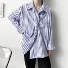 Long Sleeve Pinstripe Asymmetrical Shirt