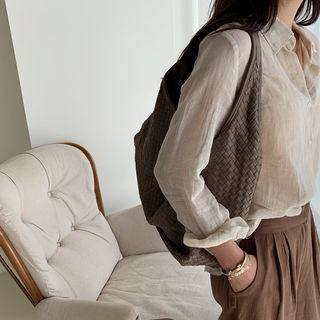 Woven Pleather Hobo Bag Mocha - One Size