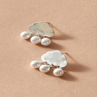Faux Pearl Cloud Fringed Earring