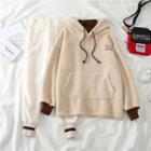 Mock Two-piece Faux-shearling Hoodie / Striped Straight-cut Pants