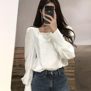 Square-neck Double-breasted Blouse