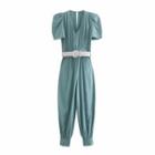 Short-sleeve Keyhole Jumpsuit