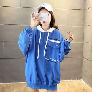Long-sleeve Letter Printed Pocket Hoodie