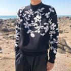 Mock-neck Floral Pattern Sweater