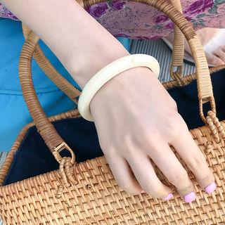 Faux-marble Hoop Bangle Ivory - One Size