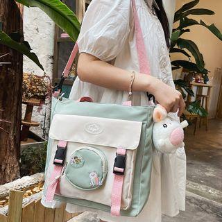 Color Block Crossbody Tote Bag