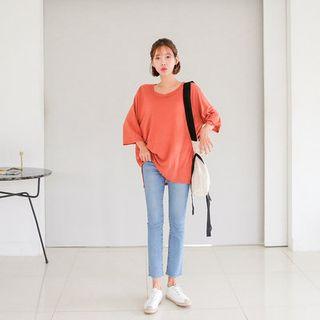 Raglan-sleeve Linen Blend T-shirt