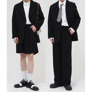 Plain Single-breasted Blazer / Shorts / Pants