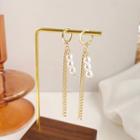 Faux Pearl Chain Alloy Dangle Earring 1 Pair - Gold - One Size