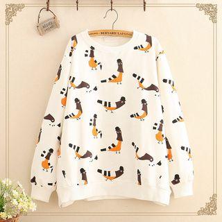 Cartoon Print Round-neck Sweatshirt