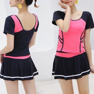 Set: Color Matching Swim Top + Skirt