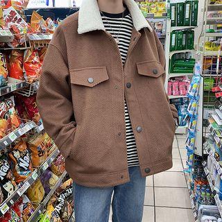 Long-sleeve Striped Shearling Jacket