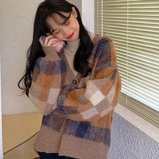 Plaid Cardigan Plaid - One Size