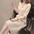 Long-sleeve Rib Knitted Midi Dress