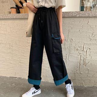 Striped Long-sleeve T-shirt / Crop Wide Leg Pants
